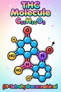 a colourful bubble text image of thc compound